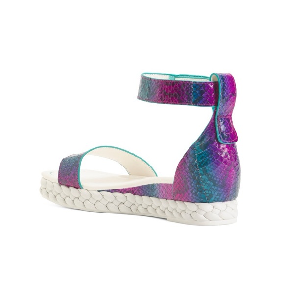 Franco Sarto Tiana Leather Ankle Strap Sandals Fuchsia & Blue Women’s Size 7 - Picture 7 of 11